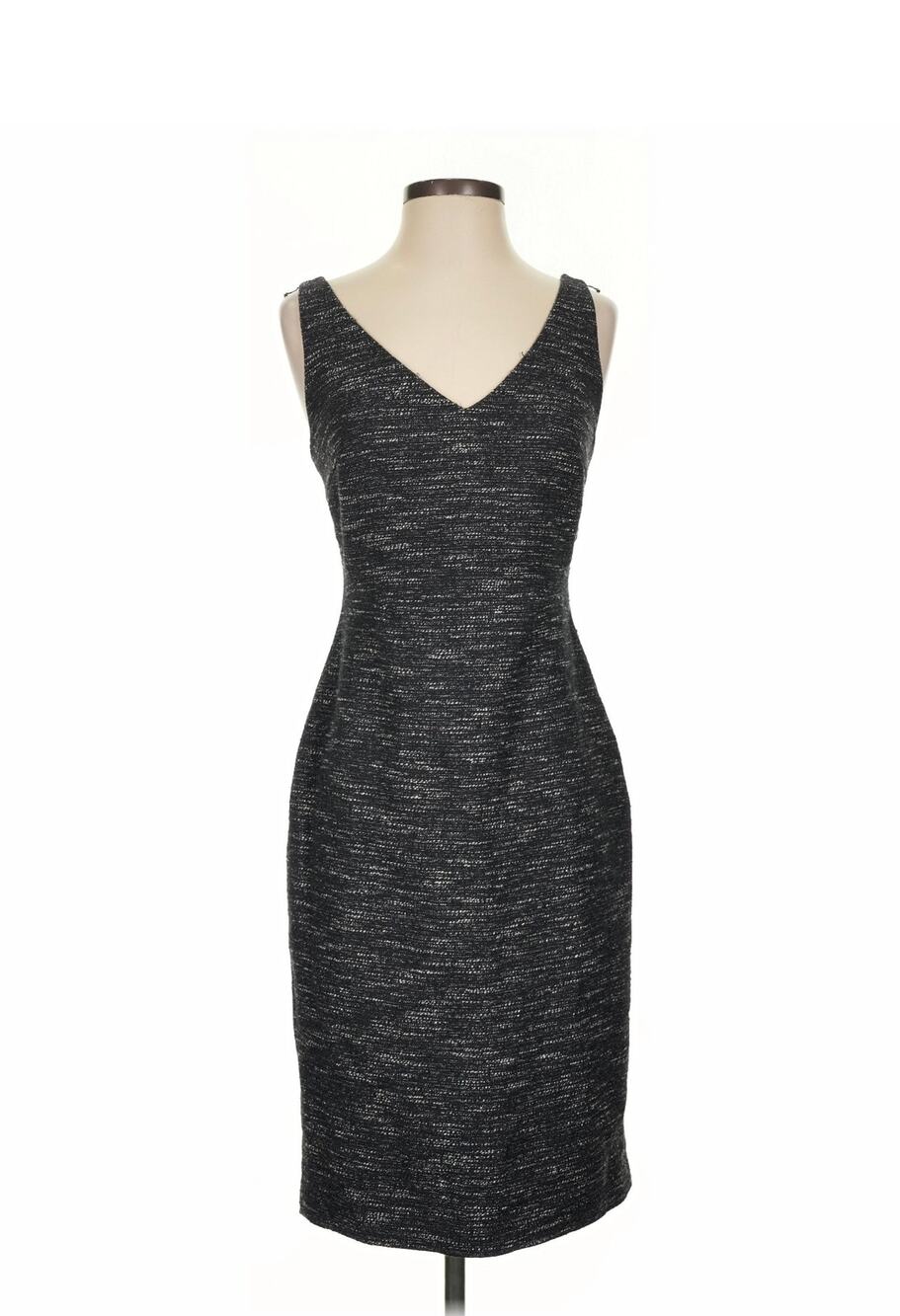 NWT M Magaschoni SZ 4 Work Wear Black Tweed Cocktail V Neck Sheath $395